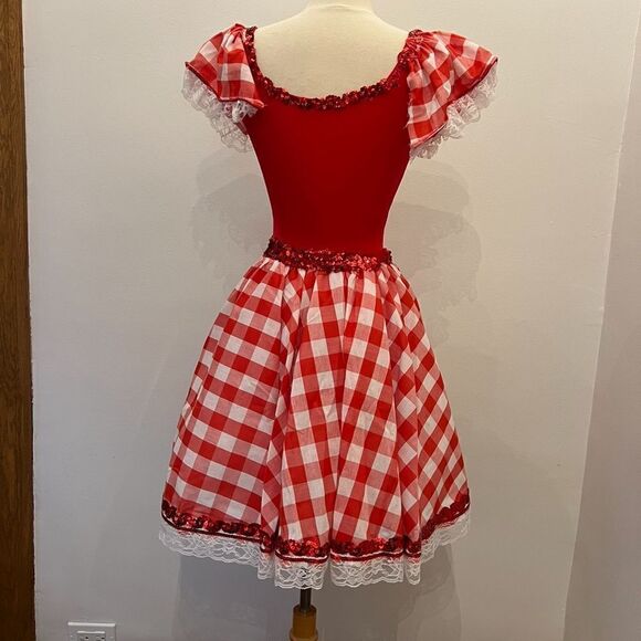 Vintage 90s Dolly Parton Picnic Southern Plaid Dance Figure Skating Costume - Picture 4 of 13